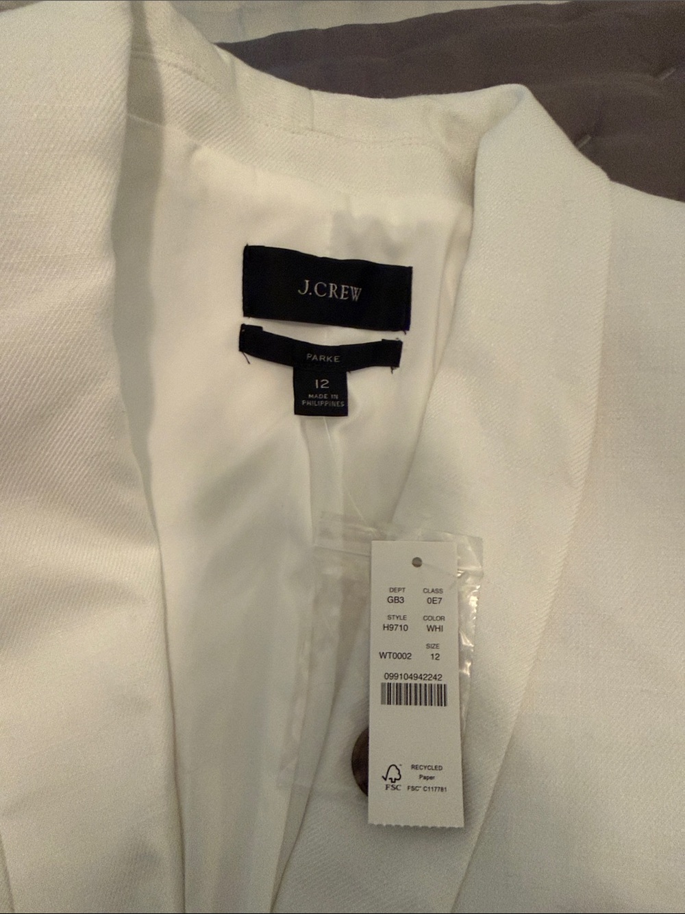 NWT J. Crew Parke Blazer White Linen - Picture 2 of 7